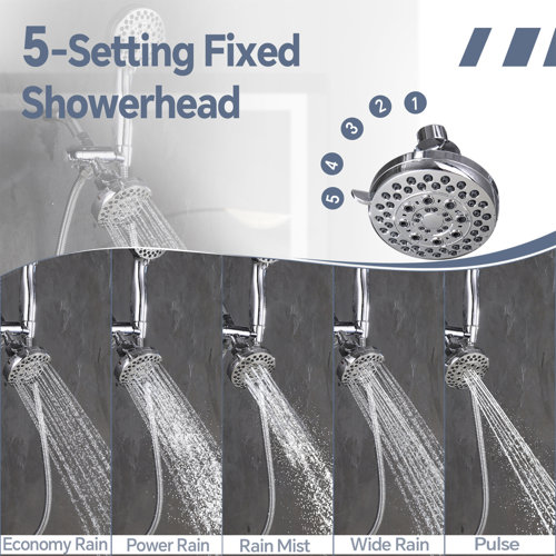 YDmeet Massage/Jet Rain Adjustable Shower Head Dual Shower Head Handheld Shower Head 2.5 GPM GPM